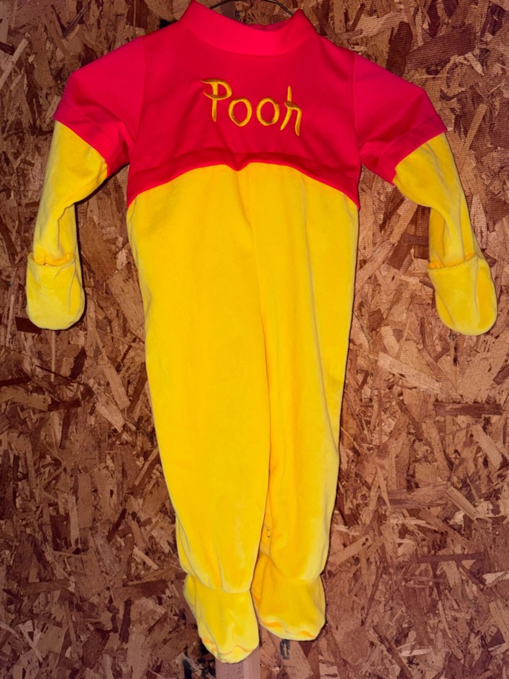 Disney Red & Yellow Pooh Fleece Footed One-Piece